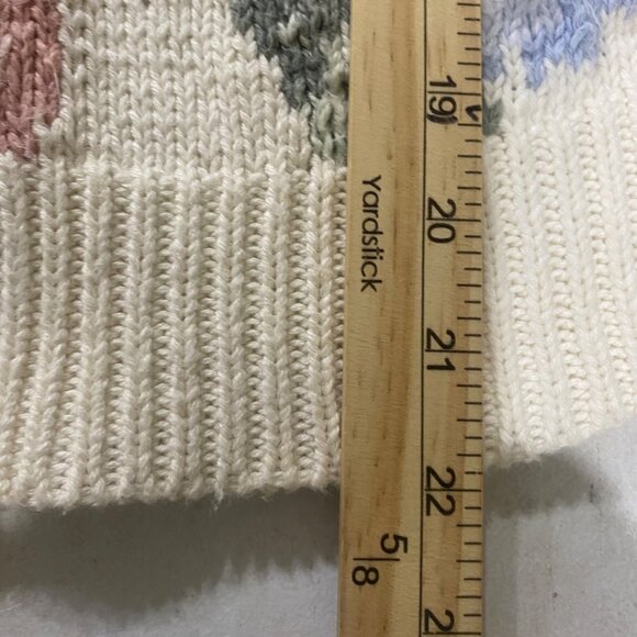 Vintage Studio Michelle Stuart Hand Knit Floral Cardigan Sweater S White Multico - Picture 9 of 13